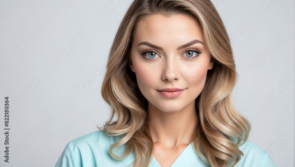 headshot of nurse beautiful woman model on plain white background studio from Generative AI headshot of nurse beautiful woman model on plain white background studio from Generative AI