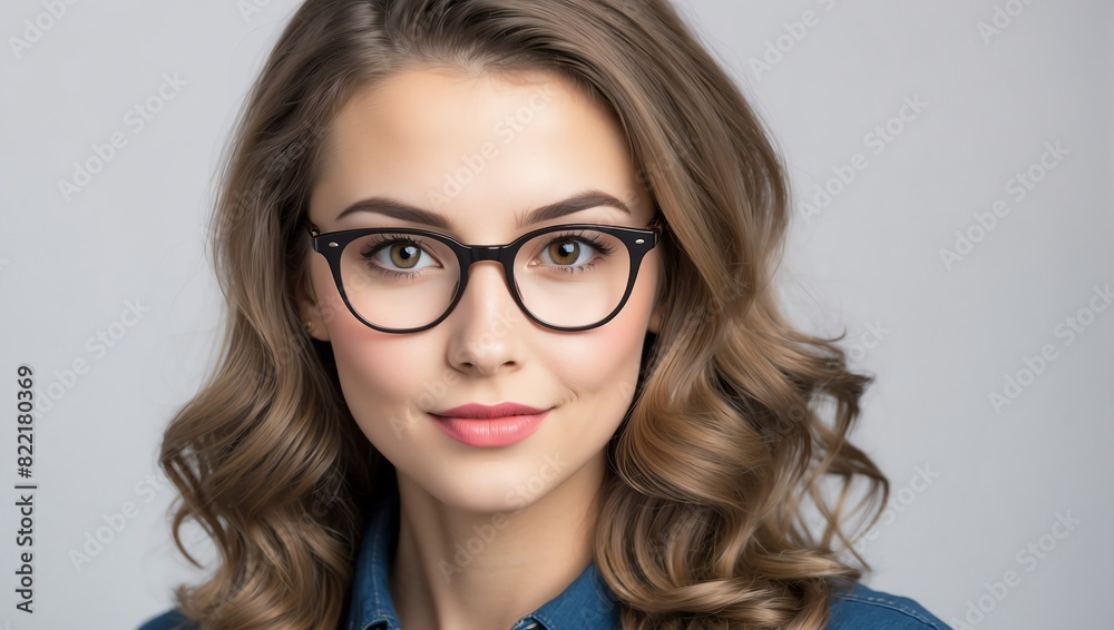 headshot of nerdy beautiful woman model on plain white background studio from Generative AI headshot of nerdy beautiful woman model on plain white background studio from Generative AI