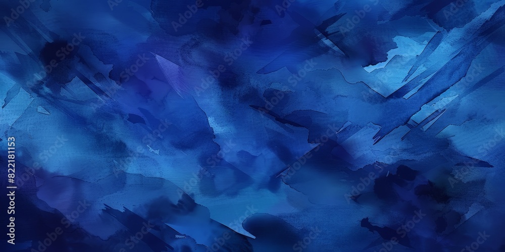 Obraz premium Deep abstract blue watercolor background with textured brushstrokes and gradients.banner 