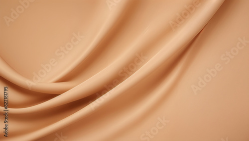 Beige smooth fabric surface background. Elegant beige silk with folds like waves. Beige texture background.