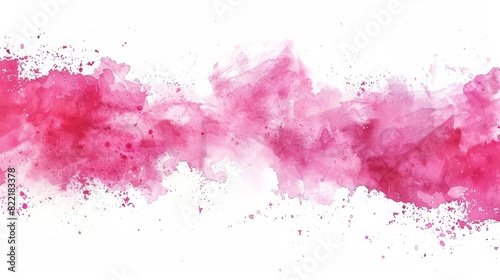 Watercolor splash in pink on white background. Hand-drawn watercolor splash.