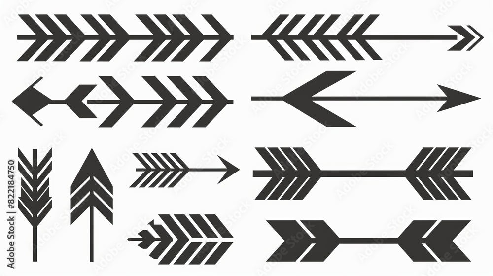 Black modern arrows set. Modern collection of arrows Black modern arrows set. Modern collection of arrows