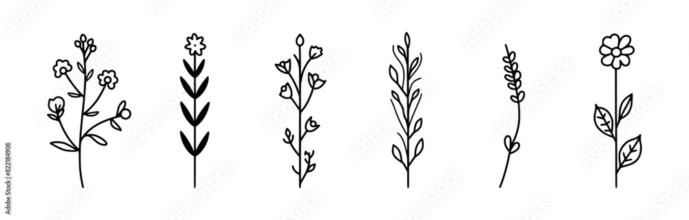 set of spring flowers icons and illustrations