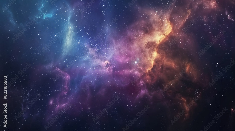 The night sky is filled with nebulae and stars in this space background. The night sky is filled with nebulae and stars in this space background.