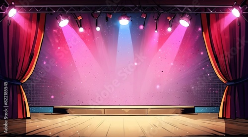 theatre stage in comic pop art style illustration design