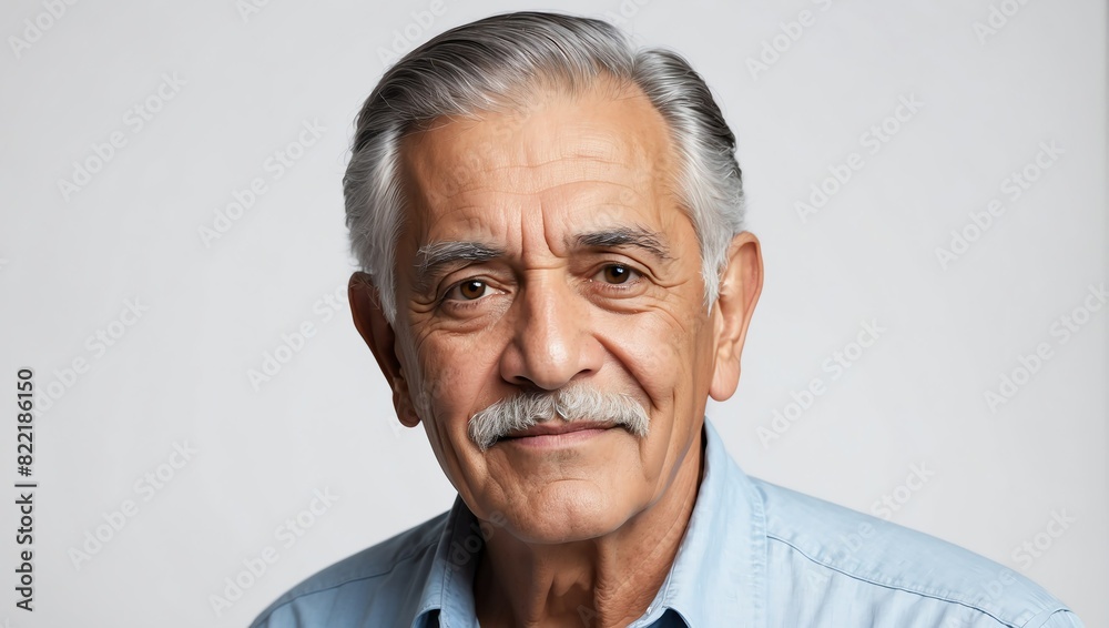Obraz premium headshot of elderly hispanic handsome guy model on plain white background studio from Generative AI
