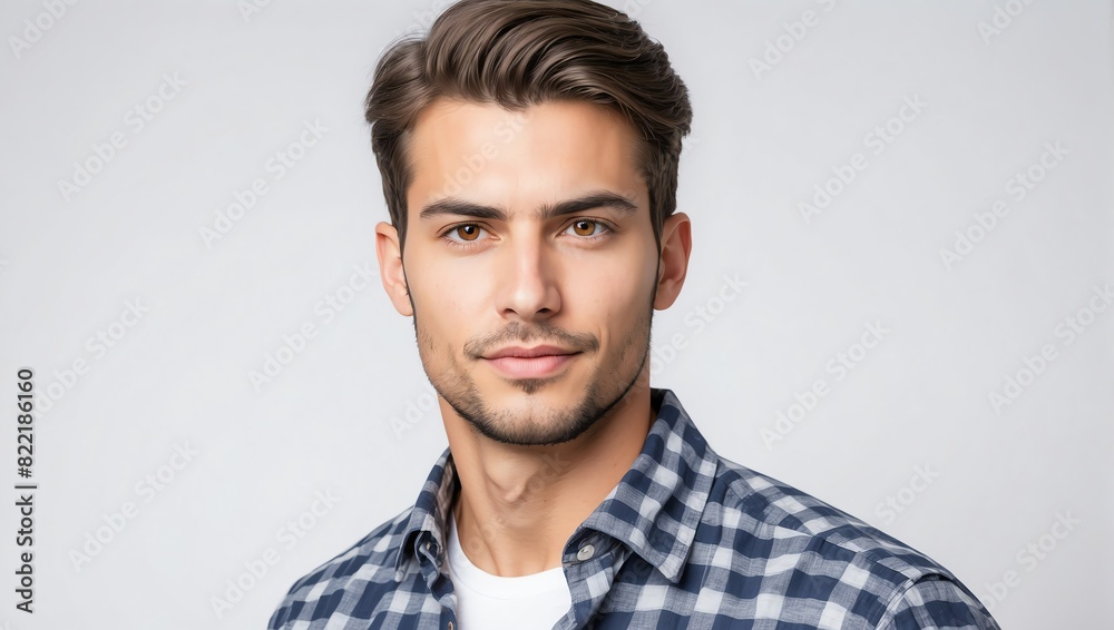 Fototapeta premium headshot of engineer handsome guy model on plain white background studio from Generative AI
