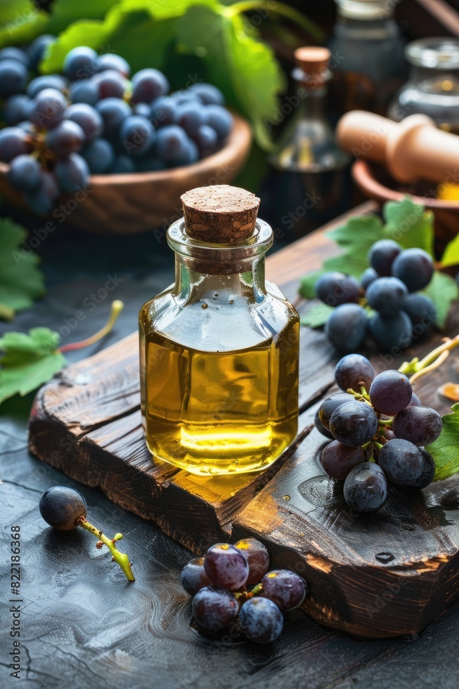 grape essential oil. Selective focus grape essential oil. Selective focus