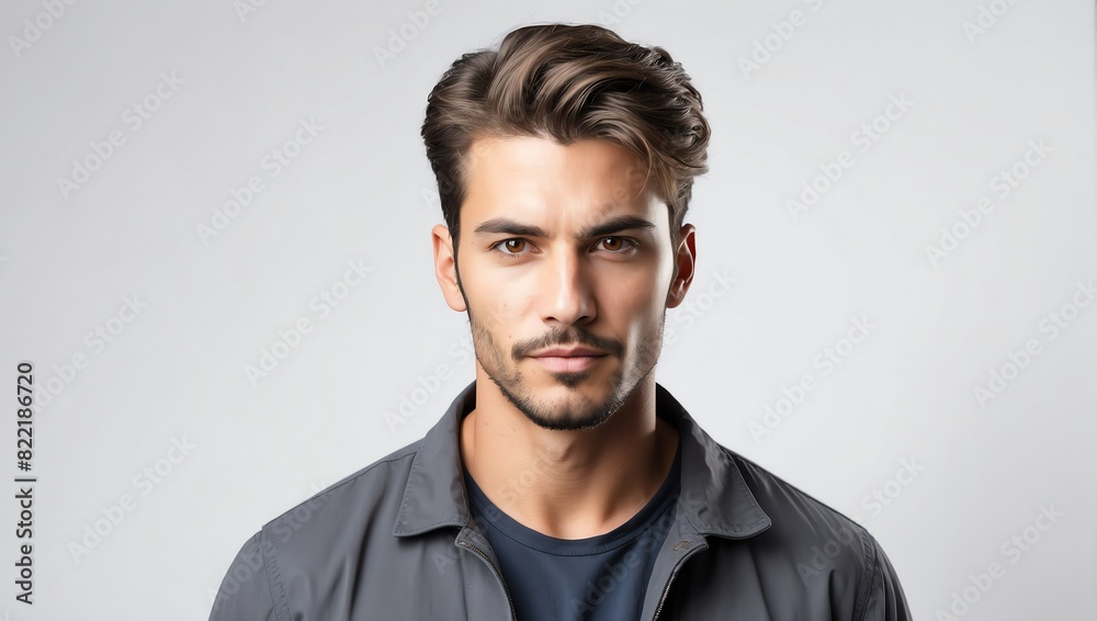 headshot of mechanic handsome guy model on plain white background studio from Generative AI headshot of mechanic handsome guy model on plain white background studio from Generative AI
