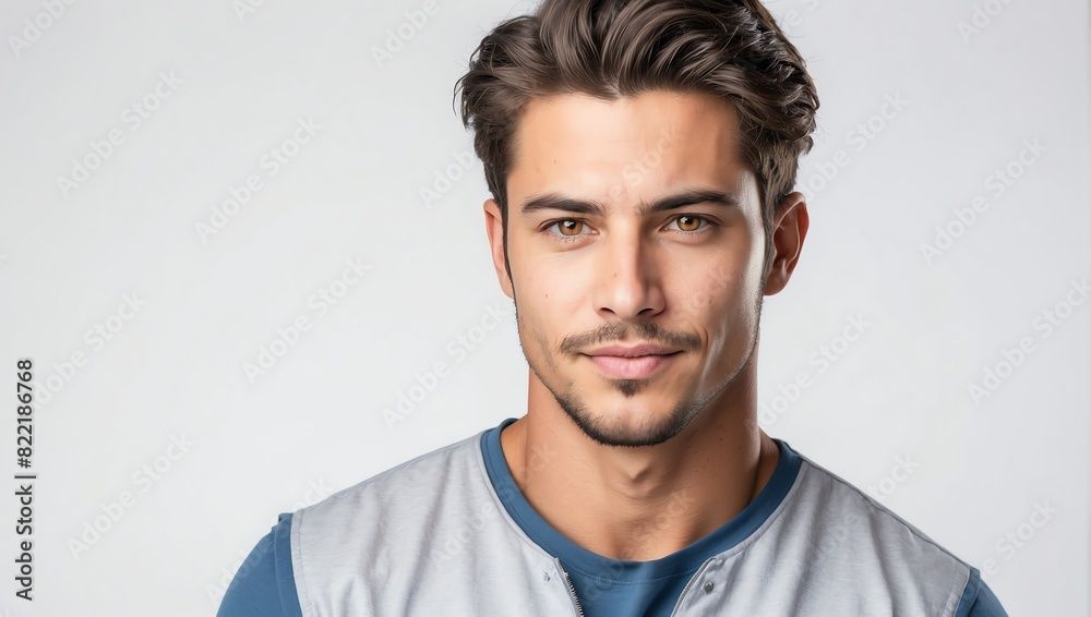 Fototapeta premium headshot of mechanic handsome guy model on plain white background studio from Generative AI