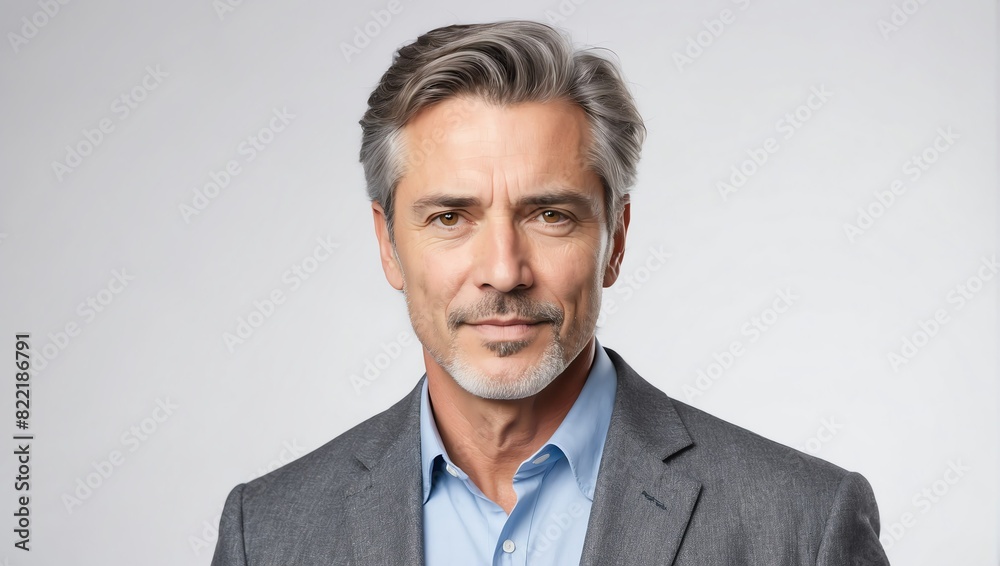 headshot of middleaged handsome guy model on plain white background studio from Generative AI headshot of middleaged handsome guy model on plain white background studio from Generative AI