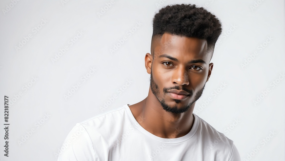 headshot of african handsome guy model on plain white background studio from Generative AI headshot of african handsome guy model on plain white background studio from Generative AI