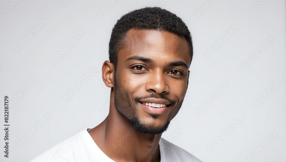 headshot of african handsome guy model on plain white background studio from Generative AI headshot of african handsome guy model on plain white background studio from Generative AI