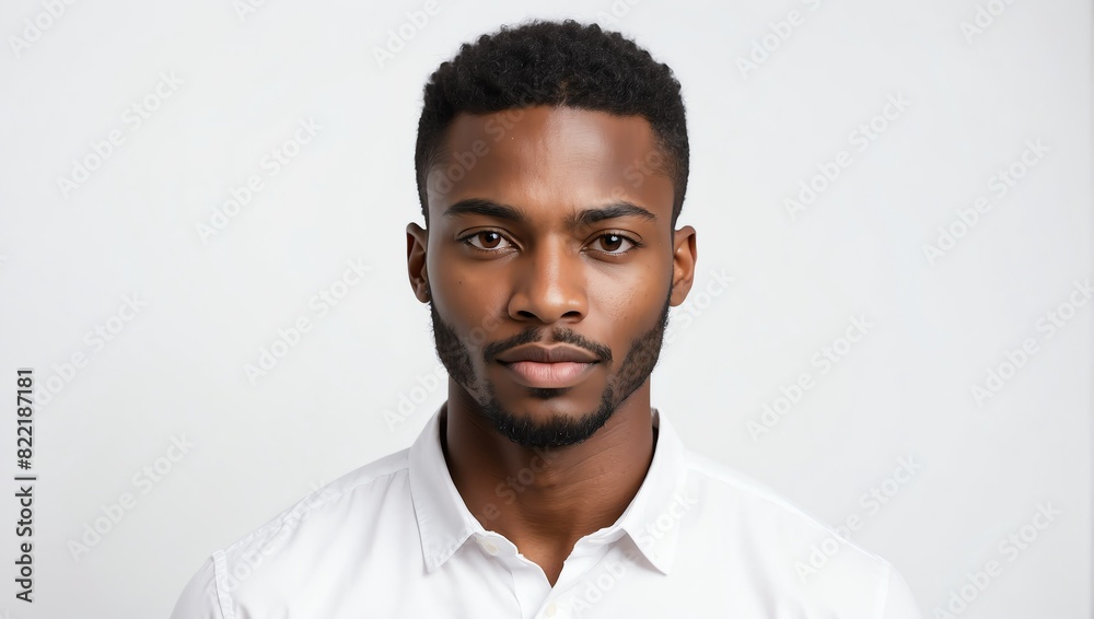 headshot of african handsome guy model on plain white background studio from Generative AI headshot of african handsome guy model on plain white background studio from Generative AI