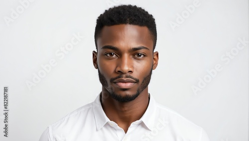 headshot of african handsome guy model on plain white background studio from Generative AI photo