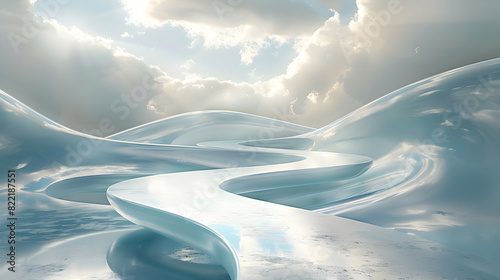 Glossy Cloud Innovation Pathways: Abstract Digital Art Illustrating the Future of Cloud Computing