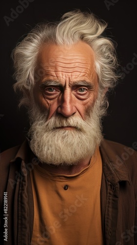 Brown background Happy european white man grandfather realistic person portrait of young beautiful Smiling old man Isolated on Background Banner with copyspace © Zickert