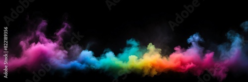 rainbow colored fog on plain black dark background from Generative AI