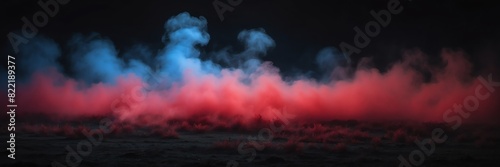 red and blue fog on plain black dark background from Generative AI