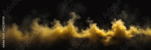 yellow fog on plain black dark background from Generative AI