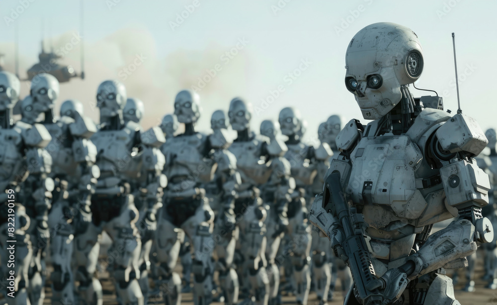 An army of robots background An army of robots background