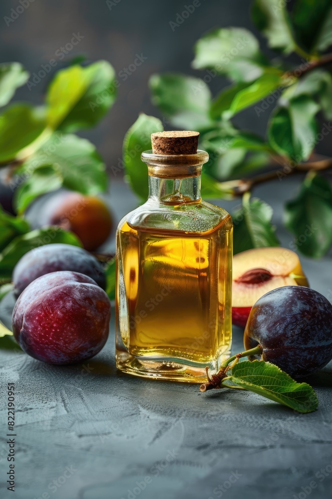 plum essential oil. Selective focus plum essential oil. Selective focus