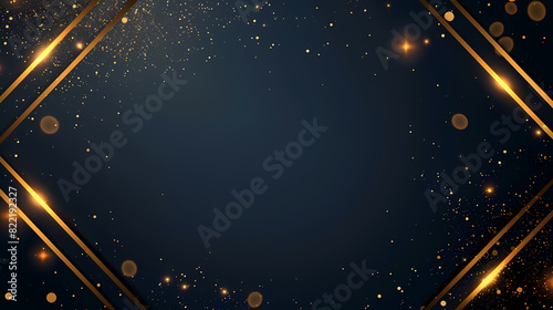 Wallpaper Mural With golden square frame, glowing particles and bokeh lights on background Torontodigital.ca