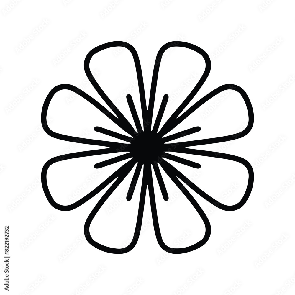 Simple shape mandala flowers, abstract floral elements, meditative flower motif. Flower sign and symbol.