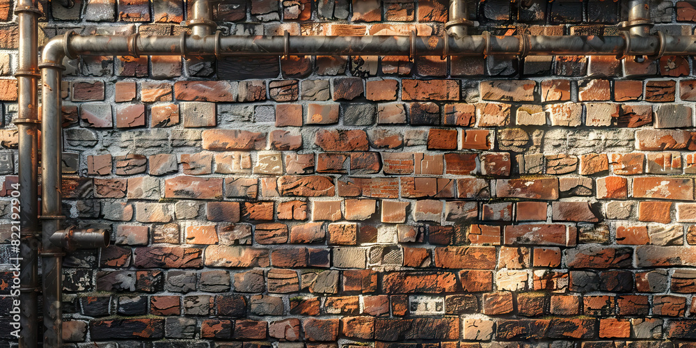 Industrial exposed brick wall a raw industrial style wall with pipes ... - Industrial Exposed Brick Photography