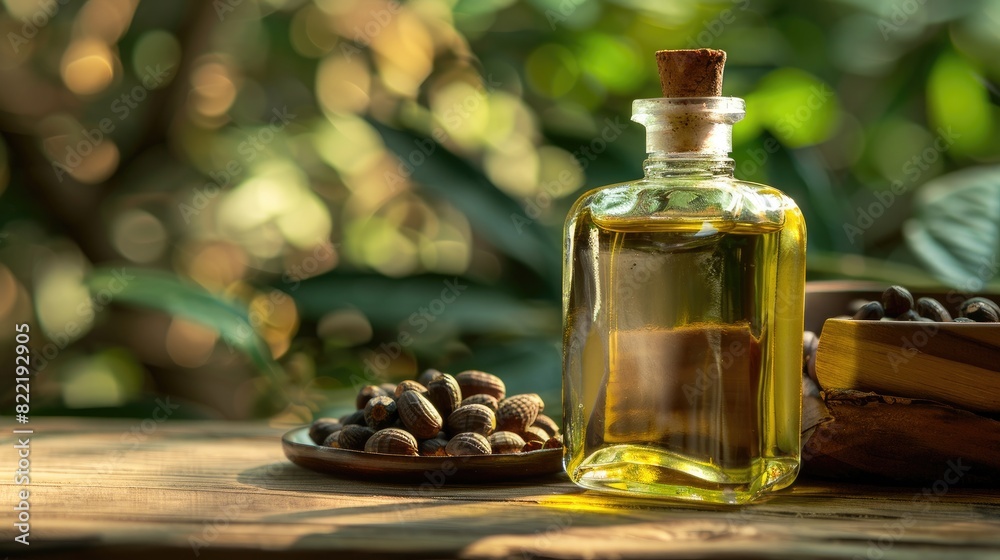 sacha inchi essential oil. Selective focus sacha inchi essential oil. Selective focus