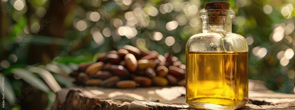 sacha inchi essential oil. Selective focus sacha inchi essential oil. Selective focus