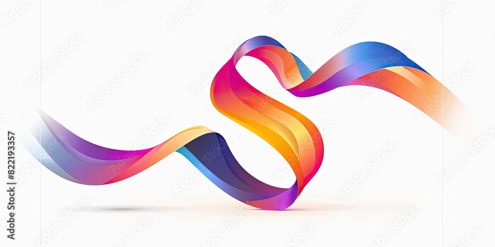 Logo design, create an S-shaped logo with colorful ribbon shapes on the left and right sides of S, white background, vector graphics, simple lines, graphic composition Logo design, create an S-shaped logo with colorful ribbon shapes on the left and right sides of S, white background, vector graphics, simple lines, graphic composition