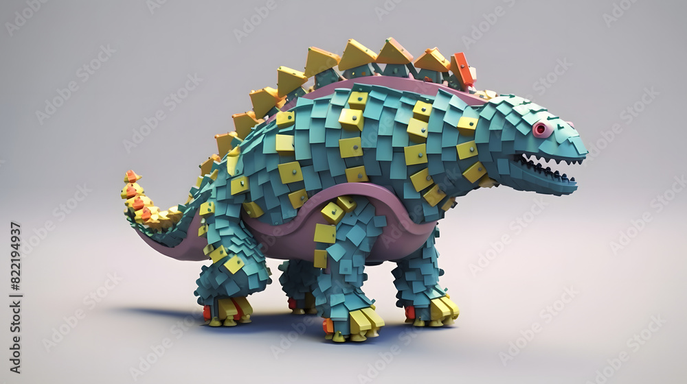 Obraz premium robot Ankylosaurus 3d pixel