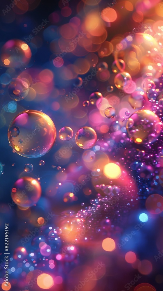 Colorful bubbles floating in a vibrant background.