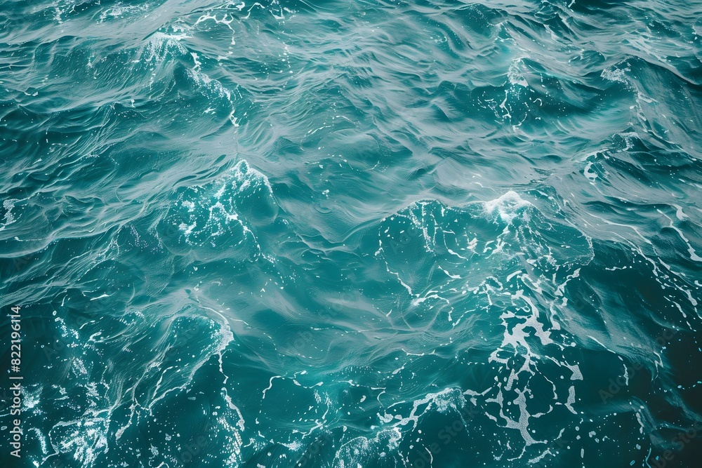 Top view of turquoise water waves and sea surface Top view of turquoise water waves and sea surface