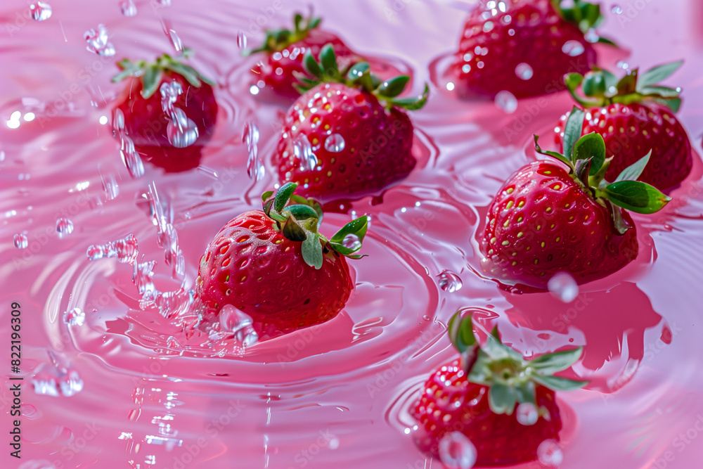 Strawberries in pink liquid bowl Strawberries in pink liquid bowl