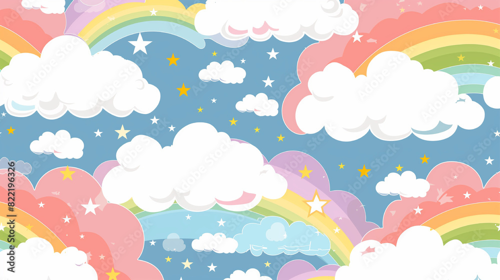 Obraz premium A colorful sky with clouds and stars