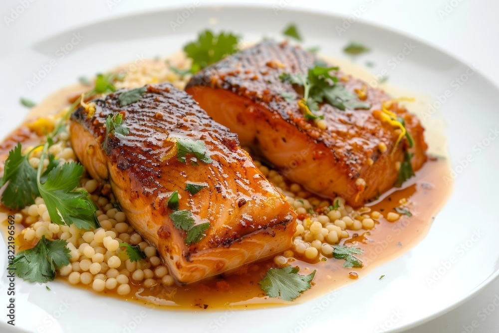 Vibrant Tangerine-Habanero Glazed Arctic Char with Meyer Lemon Couscous