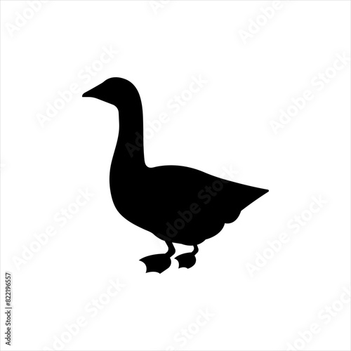 Duck silhouette solid icon vector. Farm duck icon. Livestock concept. Meat sign on white background. Duck meat badge. Duck illustration. Butcher logo