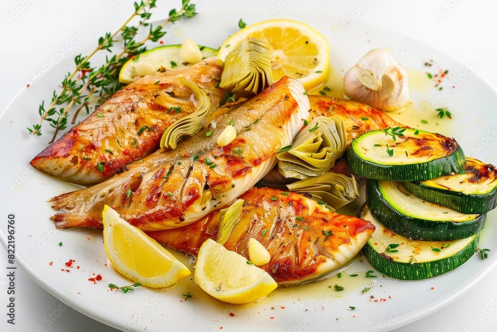 Artichoke and Zucchini Adorned Arctic Char - A Culinary Delight Artichoke and Zucchini Adorned Arctic Char - A Culinary Delight