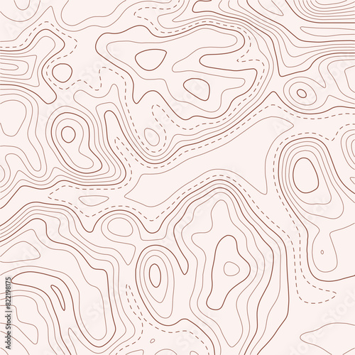 Topographic map with lines on a white background. Geographic map concept. Vector illustration