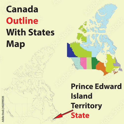 Prince Edward, Island, map, territories, outline, state, outline, canada, vector, canada state map outline, vector, graphics, eps, administrative map of Canada, North American Countries Map. The main 
