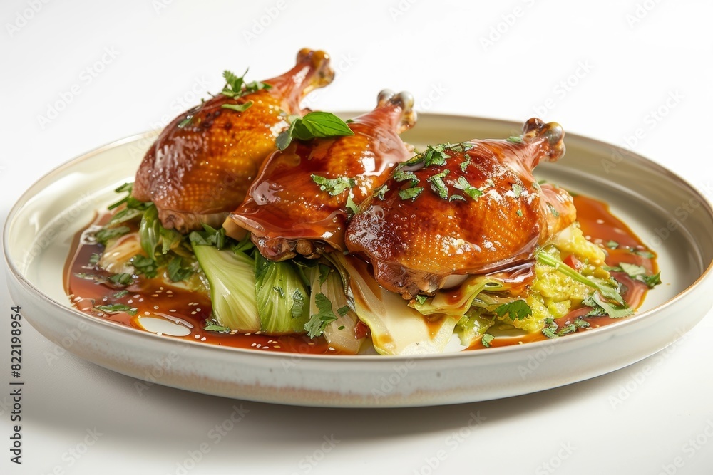 Hoisin Lime Glazed Asian Lacquered Poussin with Cabbage Hoisin Lime Glazed Asian Lacquered Poussin with Cabbage
