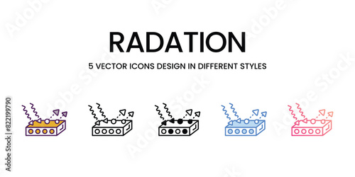 Radation Icons different style vector stock illustration photo