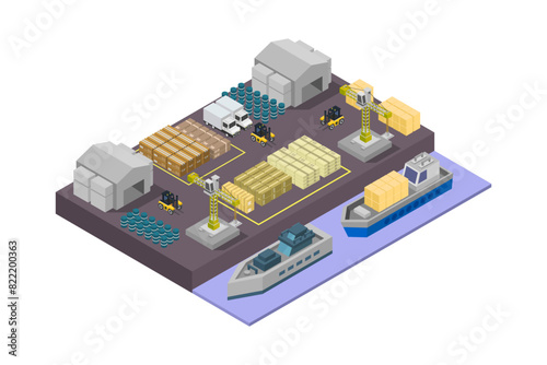 Isometric seaport