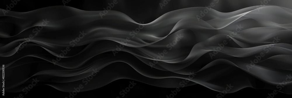 Black background with soft waves,black silk smooth waves pattern backdrop design . Black satin silk luxury wave cloth background. banner Black background with soft waves,black silk smooth waves pattern backdrop design . Black satin silk luxury wave cloth background. banner
