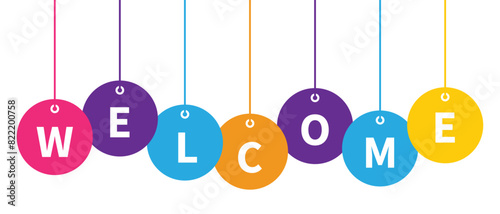 Welcome banner round hanging vector design