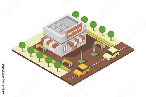 Isometric fast food building