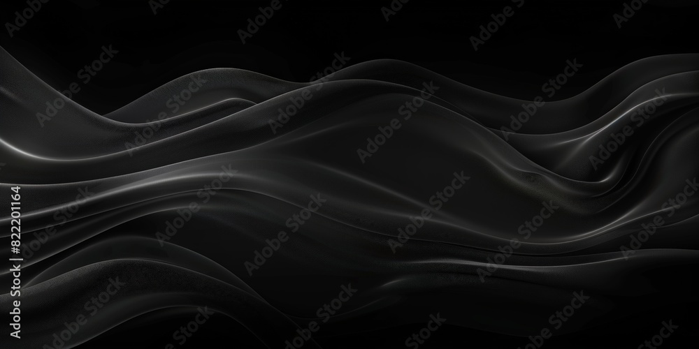 Black background with soft waves,black silk smooth waves pattern backdrop design . Black satin silk luxury wave cloth background. banner Black background with soft waves,black silk smooth waves pattern backdrop design . Black satin silk luxury wave cloth background. banner