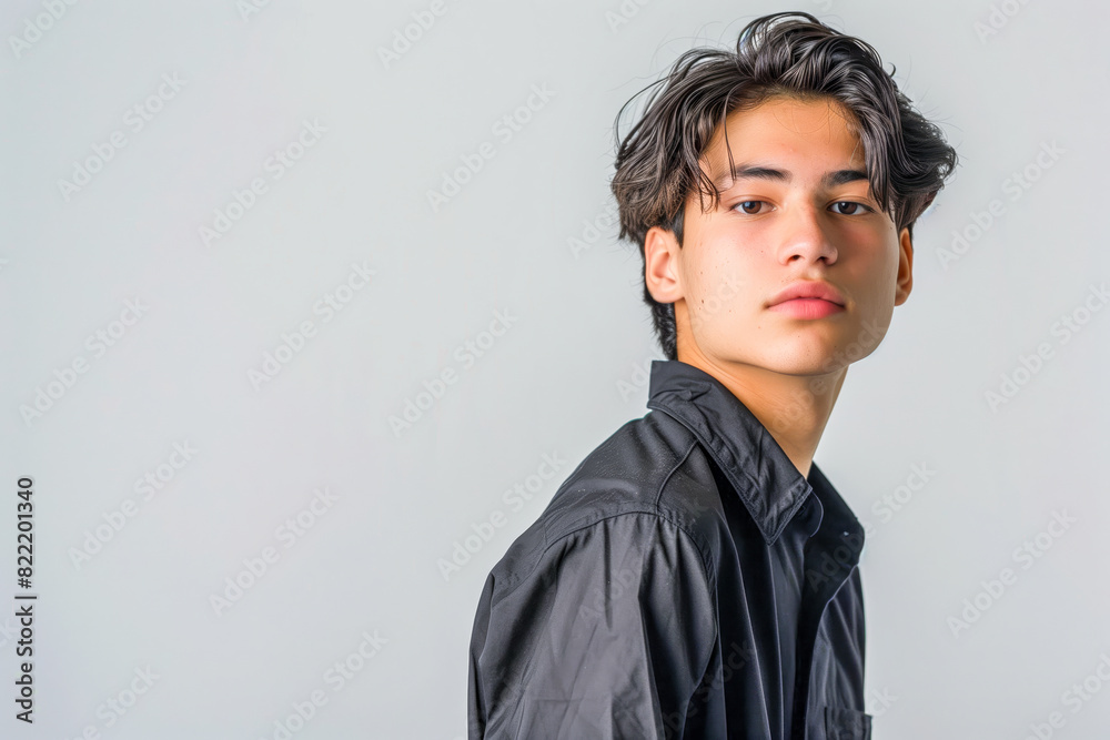 Obraz premium Young man in black shirt